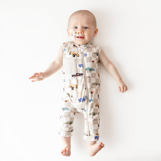 Zippered Sleeveless Romper in Fast and Fierce