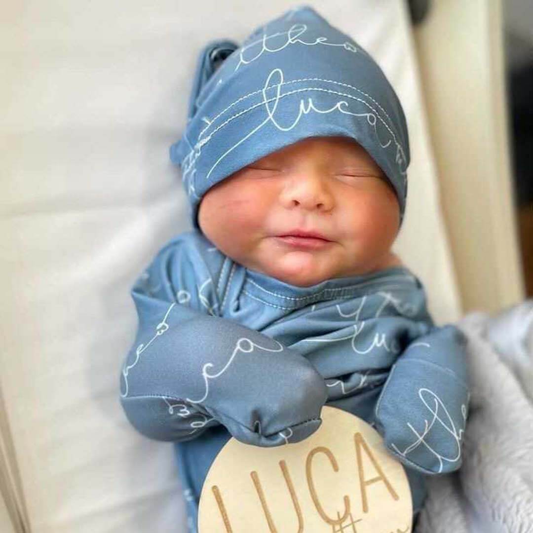 Solid Dusty Blue Personalized Newborn Baby Knot Gown