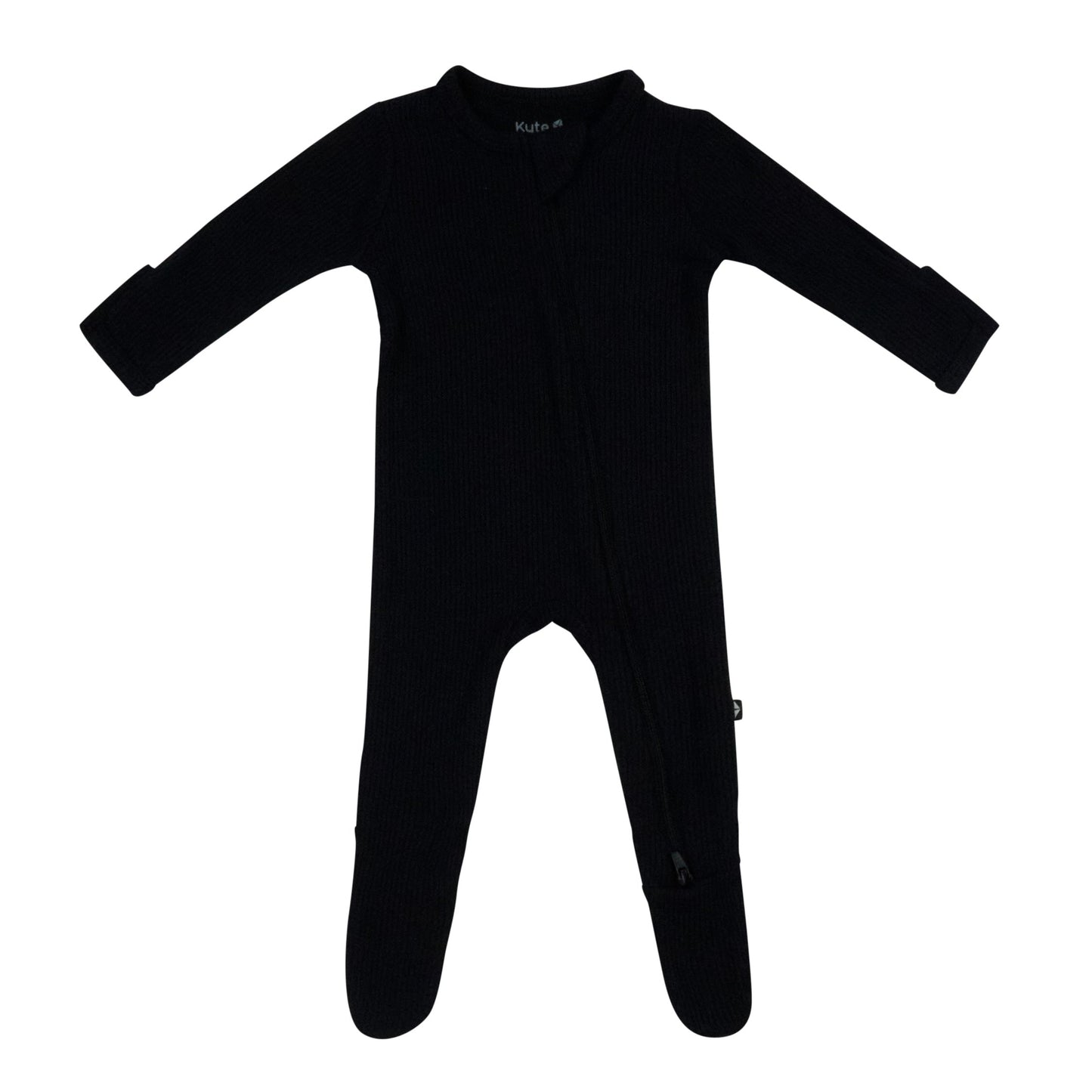 Ribbed Zipper Footie in Midnight